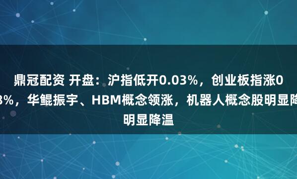 鼎冠配资 开盘：沪指低开0.03%，创业板指涨0.08%，华鲲振宇、HBM概念领涨，机器人概念股明显降温
